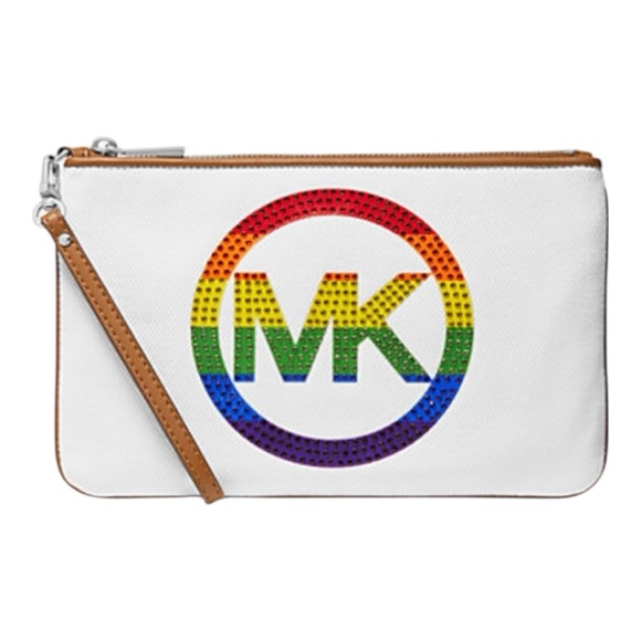 Michael Michael Kors PRIDE Large Embellished Logo Canvas Tote and Matching Pouch - Picture 6 of 16